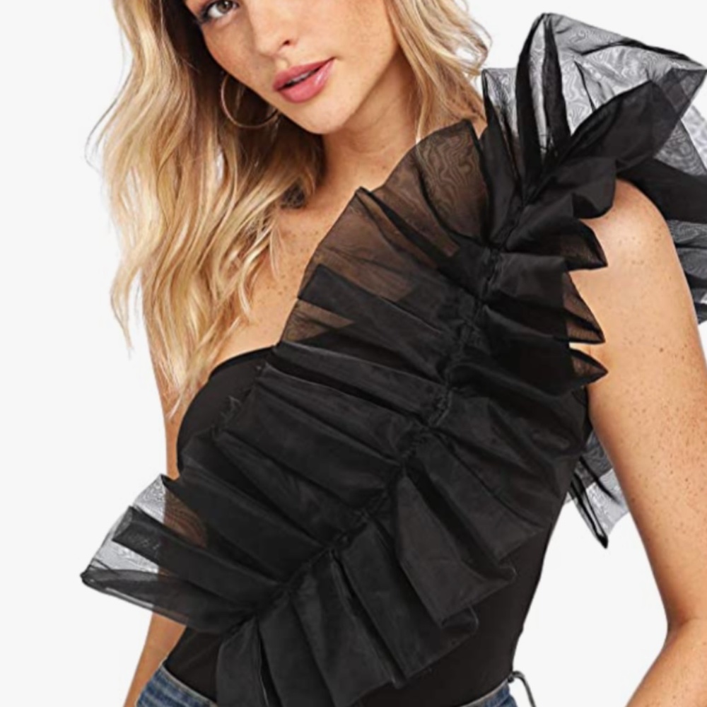 Tulle One Shoulder Body Suit